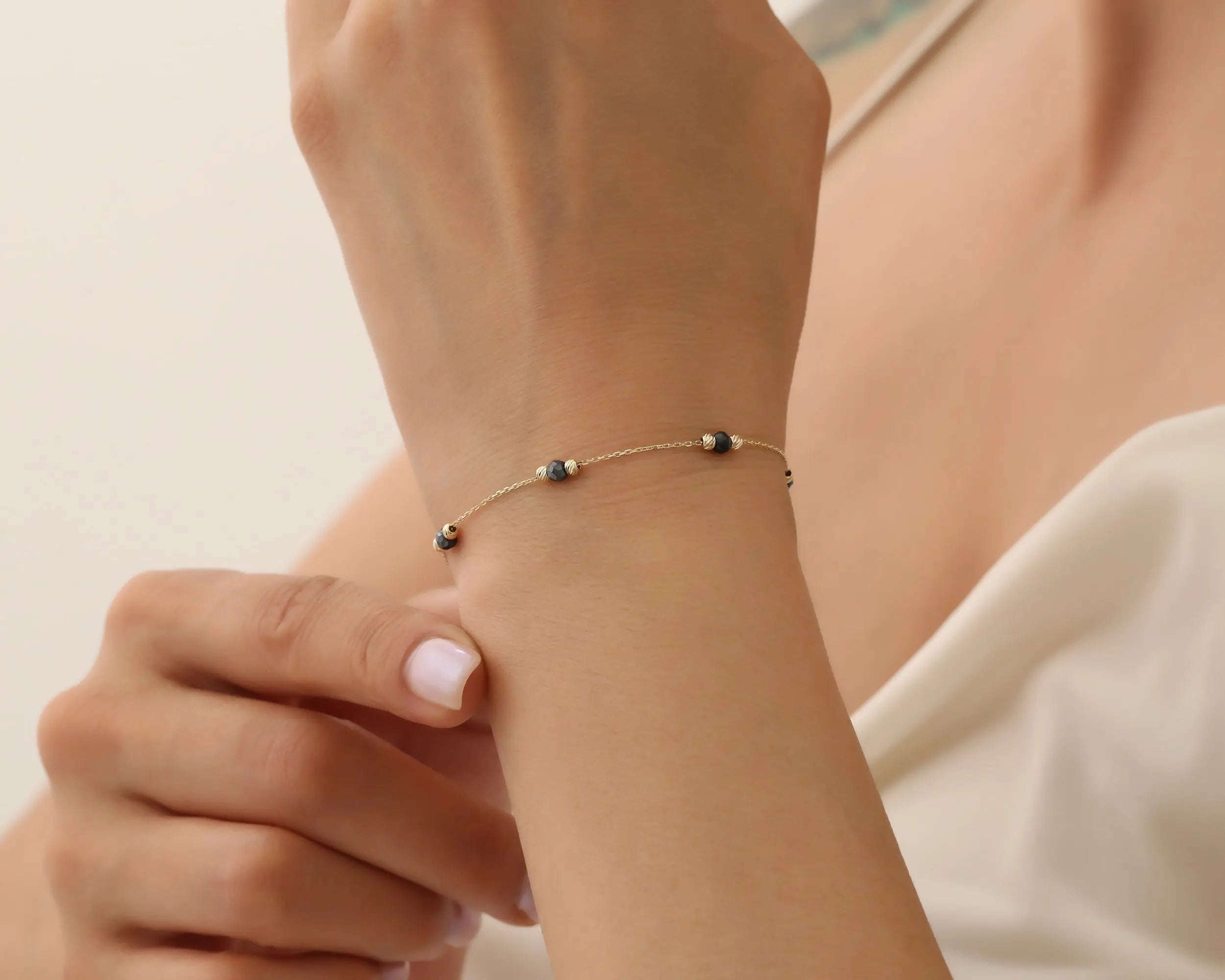 lady wearing Beaded Bracelet