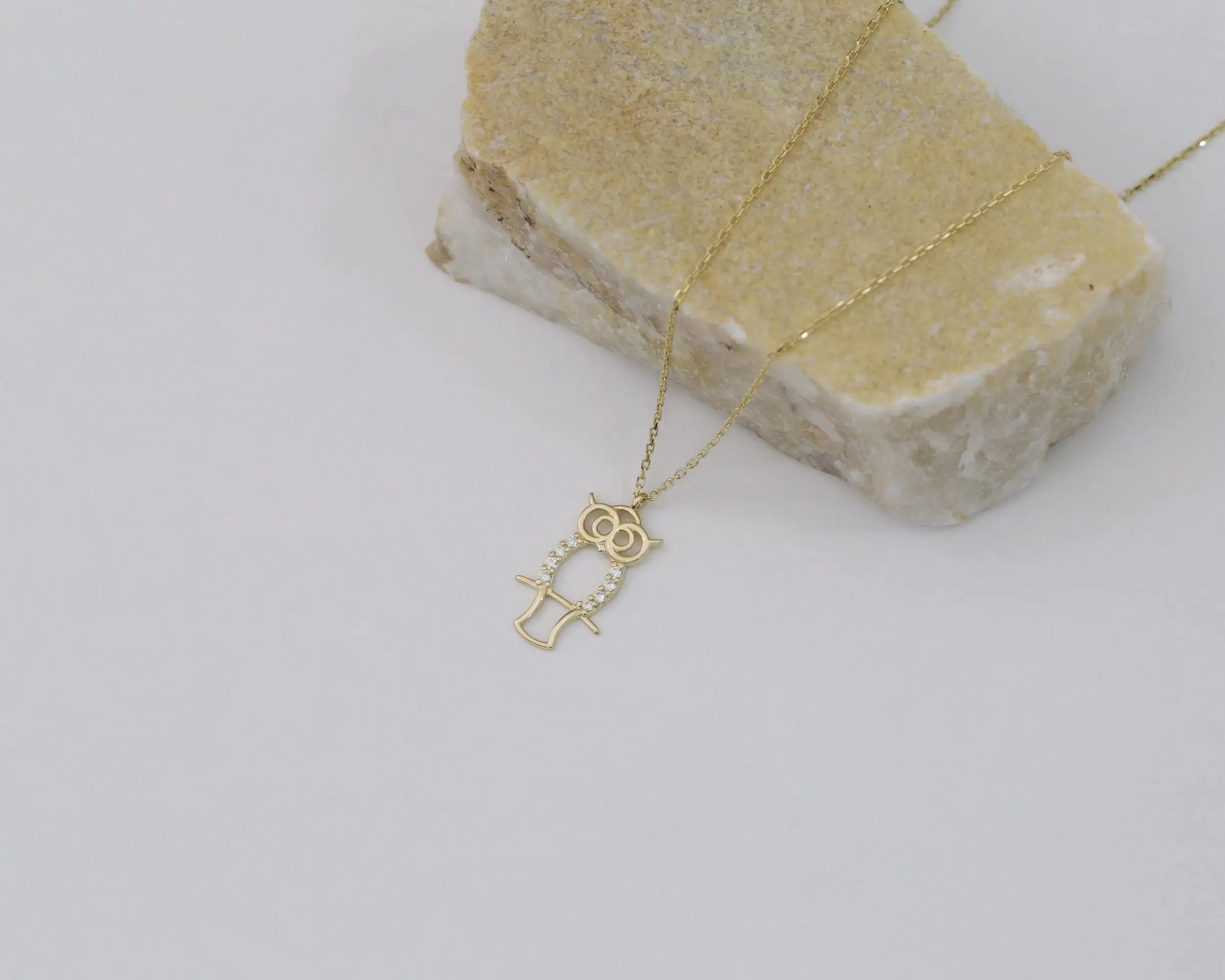 14K Gold Owl Necklace