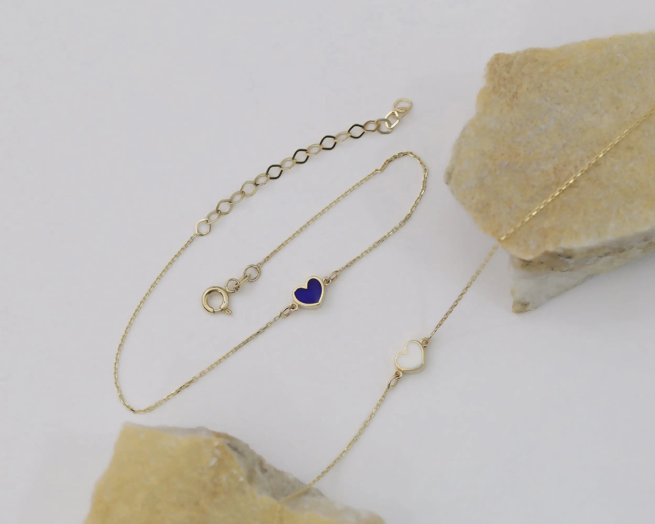 Gold Enamel Heart Bracelet