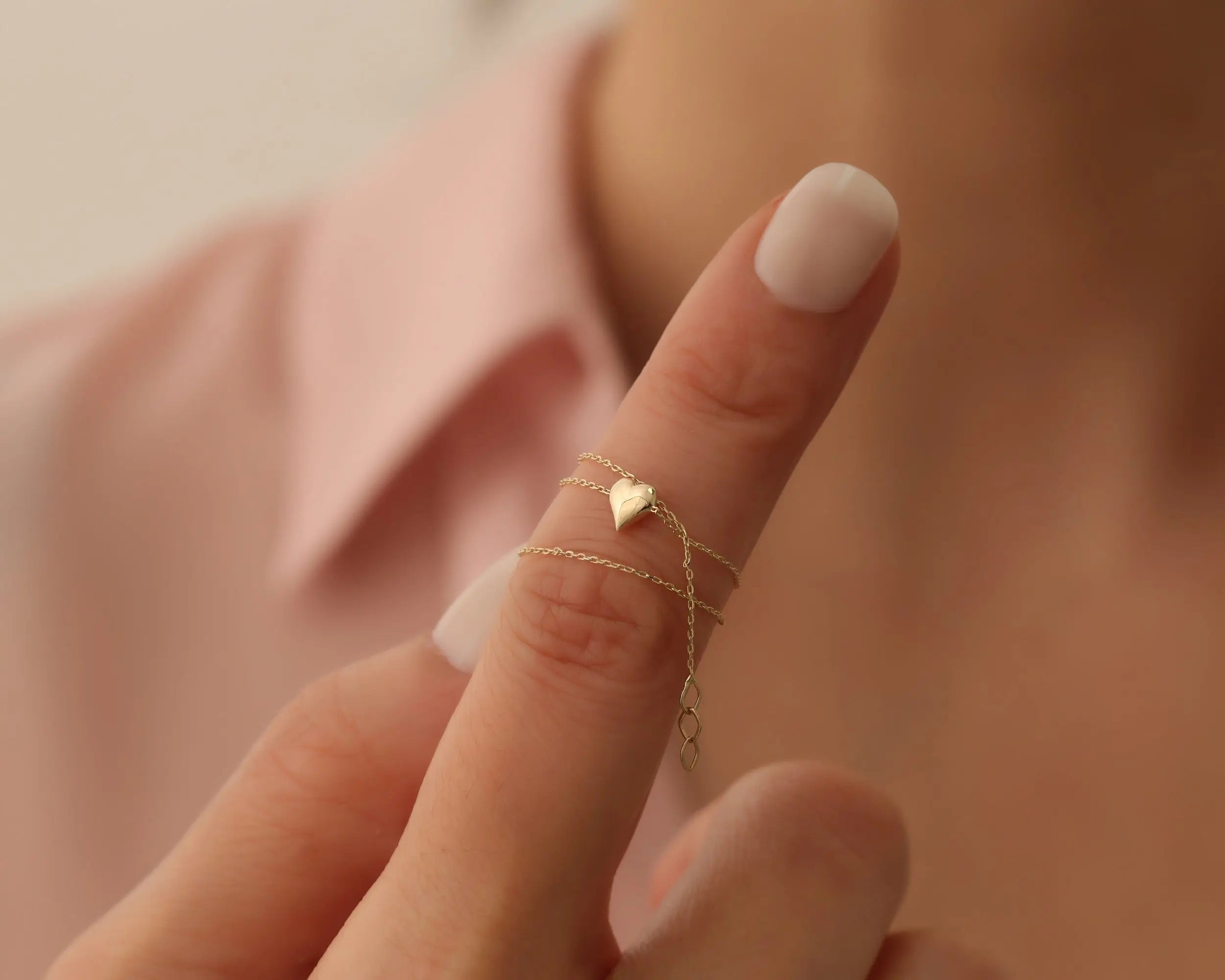 14K Solid Gold Dainty Heart Bracelet