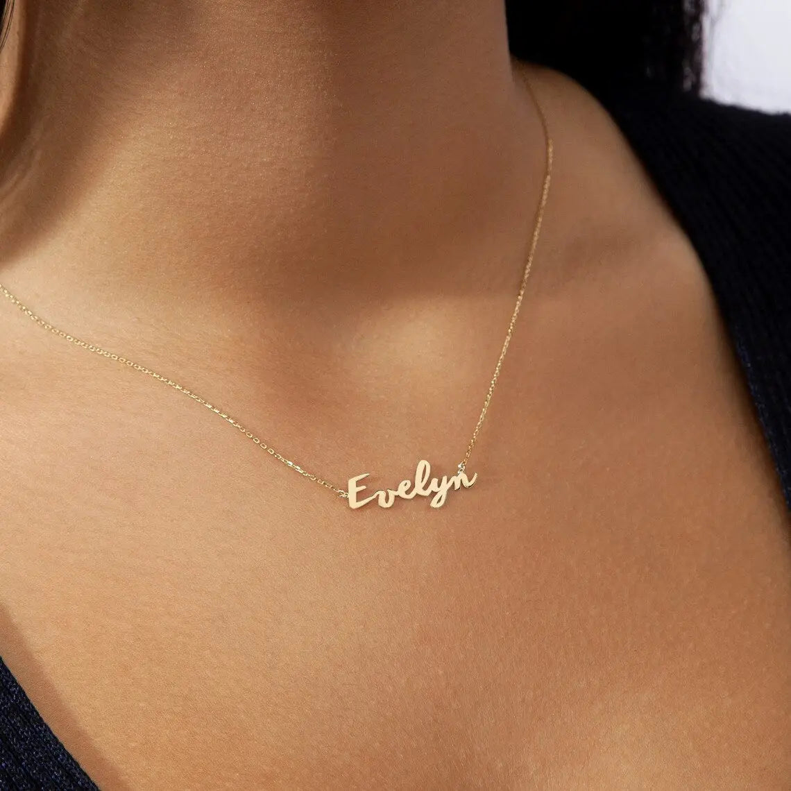 Custom Name Necklace Gold | 14K Gold Name Necklace | Varto Jewelry