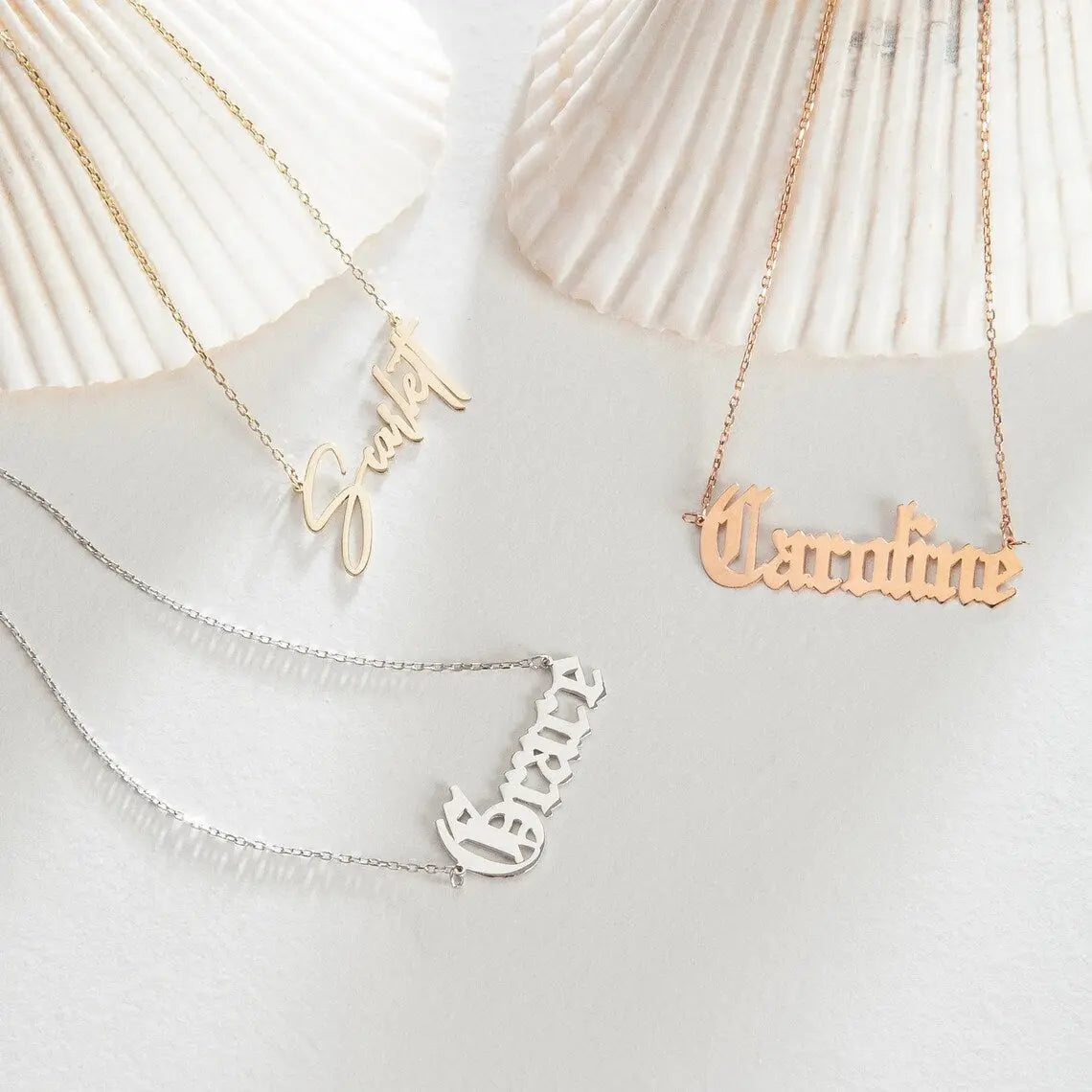 Custom Name Necklace Gold | 14K Gold Name Necklace | Varto Jewelry