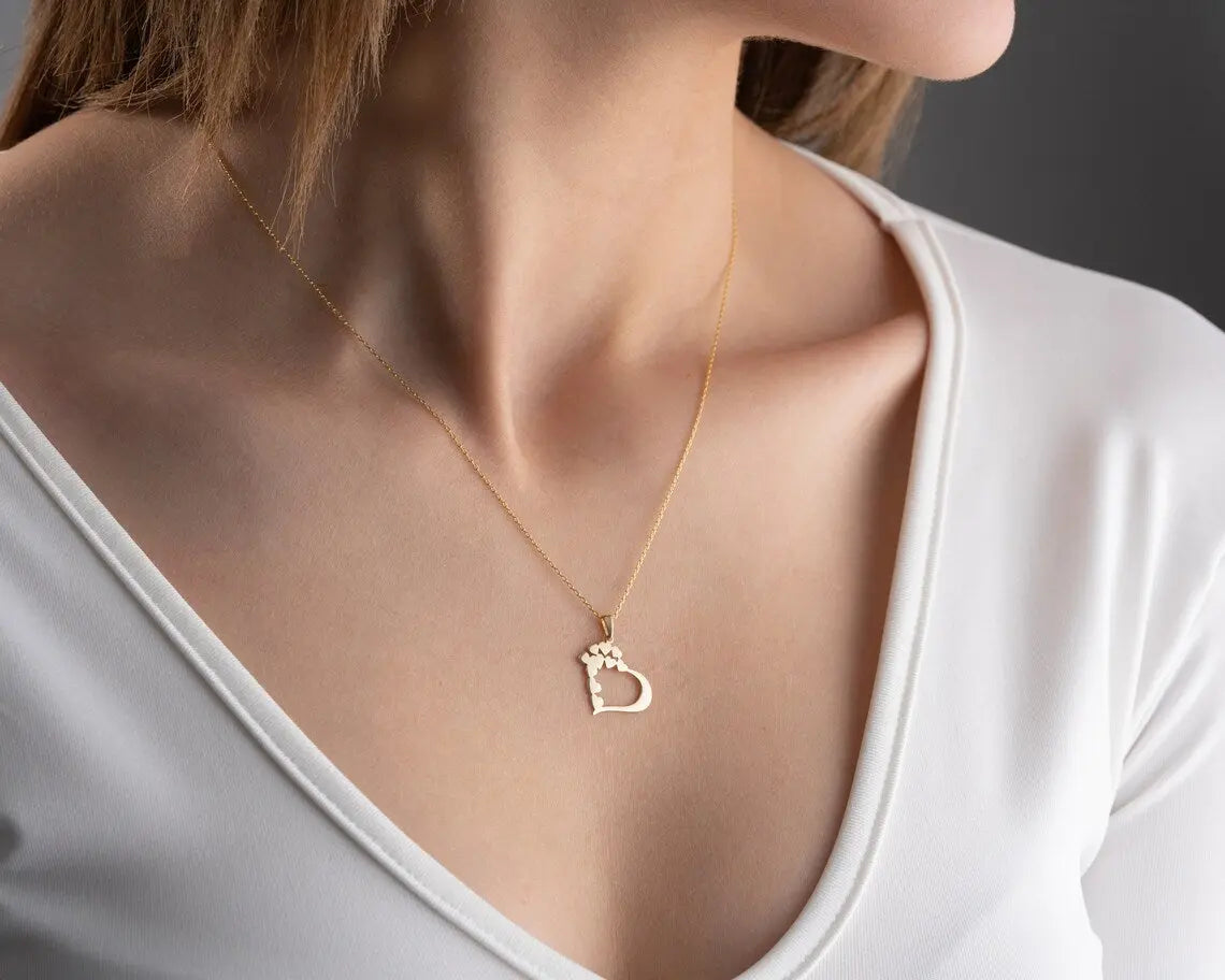 Gold Pendant Necklace Women's | Open Heart Necklace | Varto Jewelry
