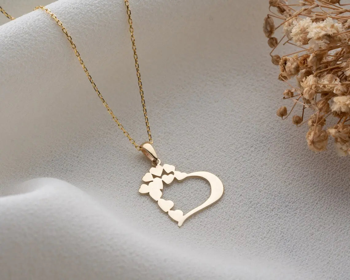 Gold Pendant Necklace Women's | Open Heart Necklace | Varto Jewelry
