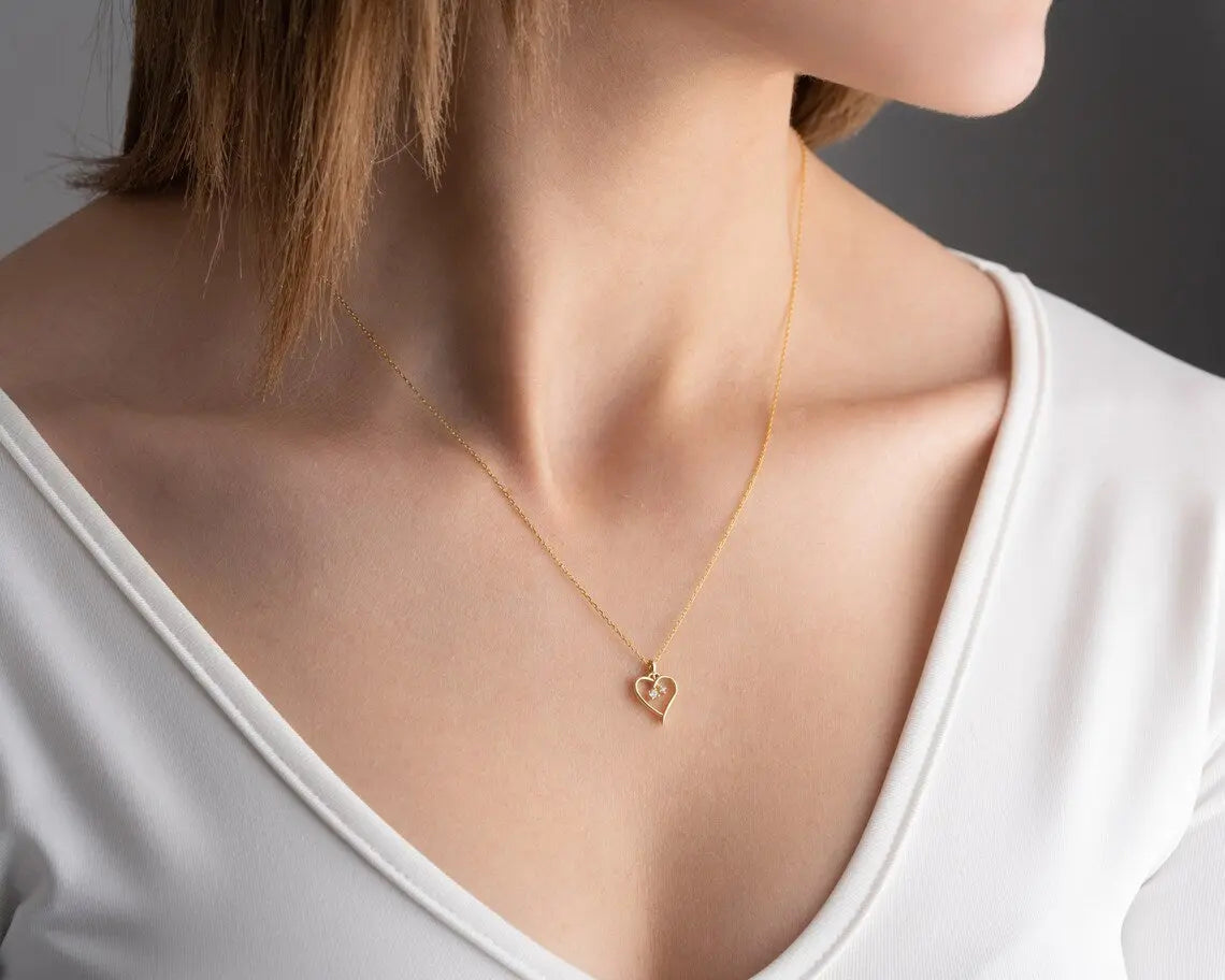 Small Heart Necklace | Tiny Gift for Women | Varto Jewelry