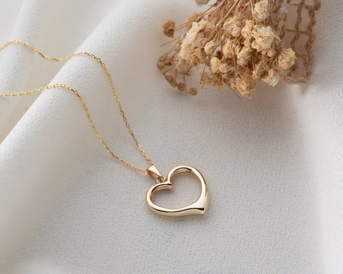 14K Solid Gold Heart Necklace | 14K Solid Gold Necklace | Varto Jewelry