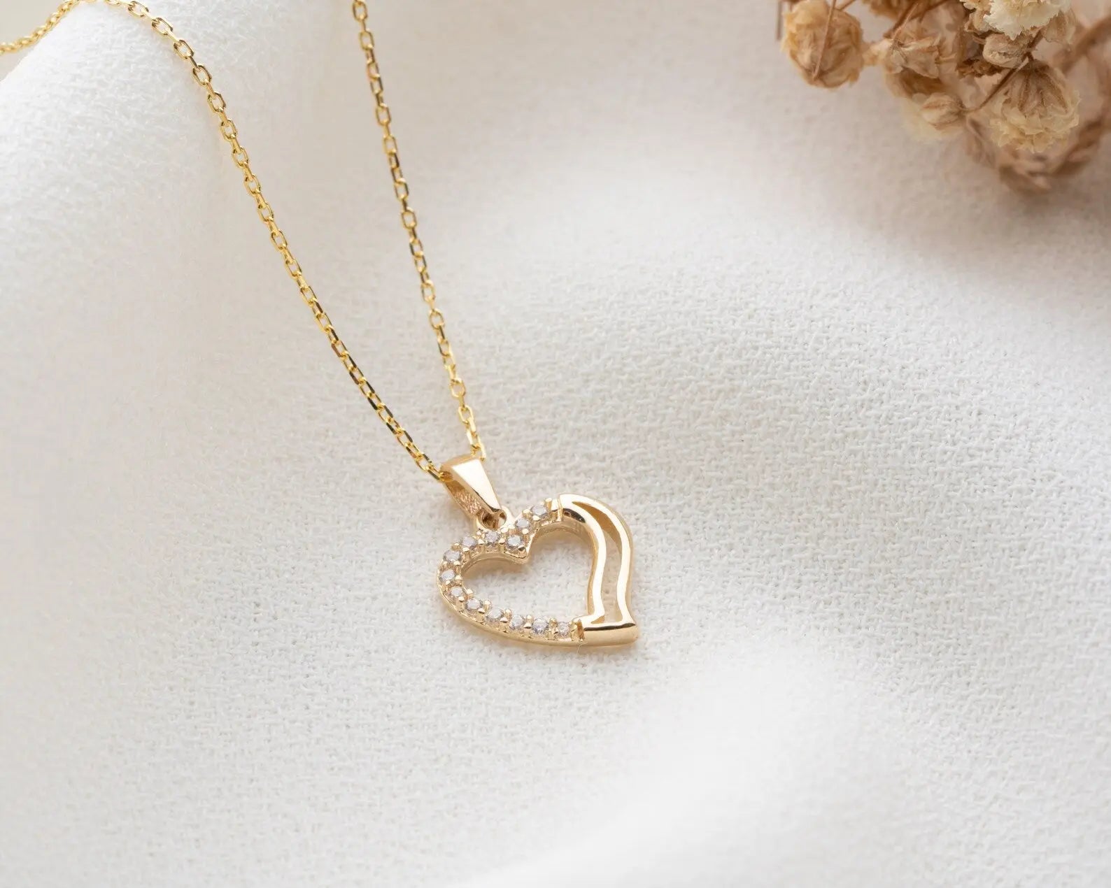 Gold Necklace For Girlfriend | 14K Gold Heart Necklace