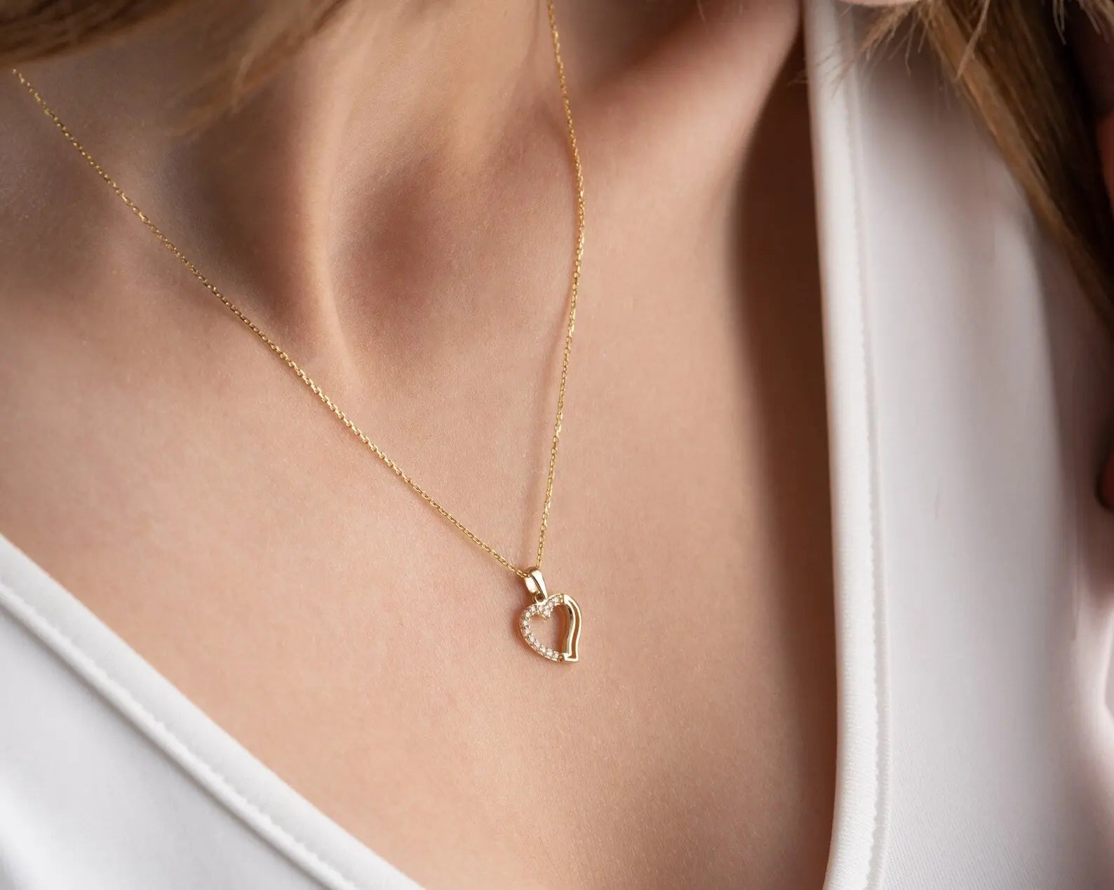 Gold Necklace For Girlfriend | 14K Gold Heart Necklace