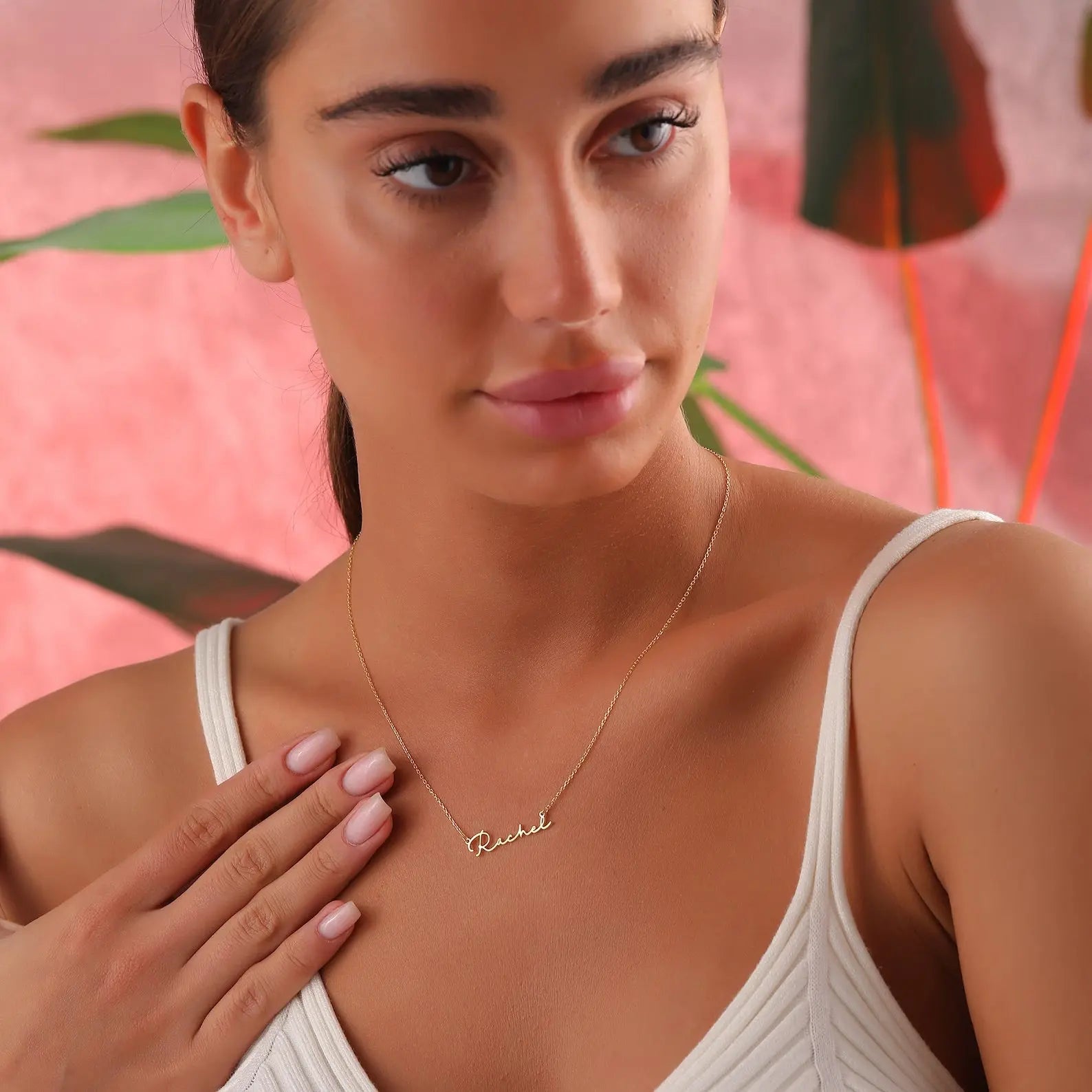 solid gold name necklace