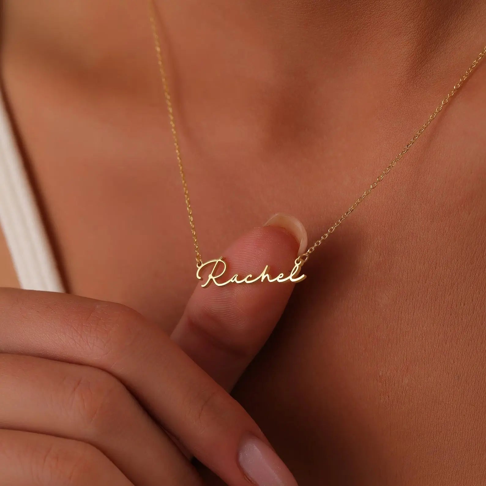 Custom Name Necklace Gold | 14K Gold Name Necklace | Varto Jewelry