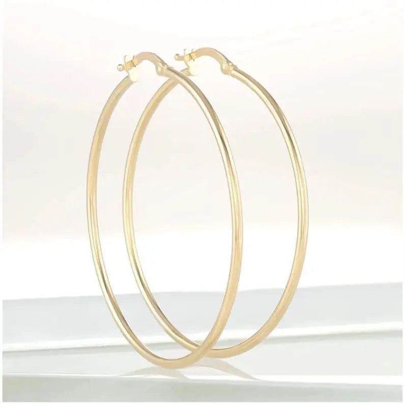 Large Gold Hoop Earrings | 14K Gold Classic Hoops | Varto Jewelry