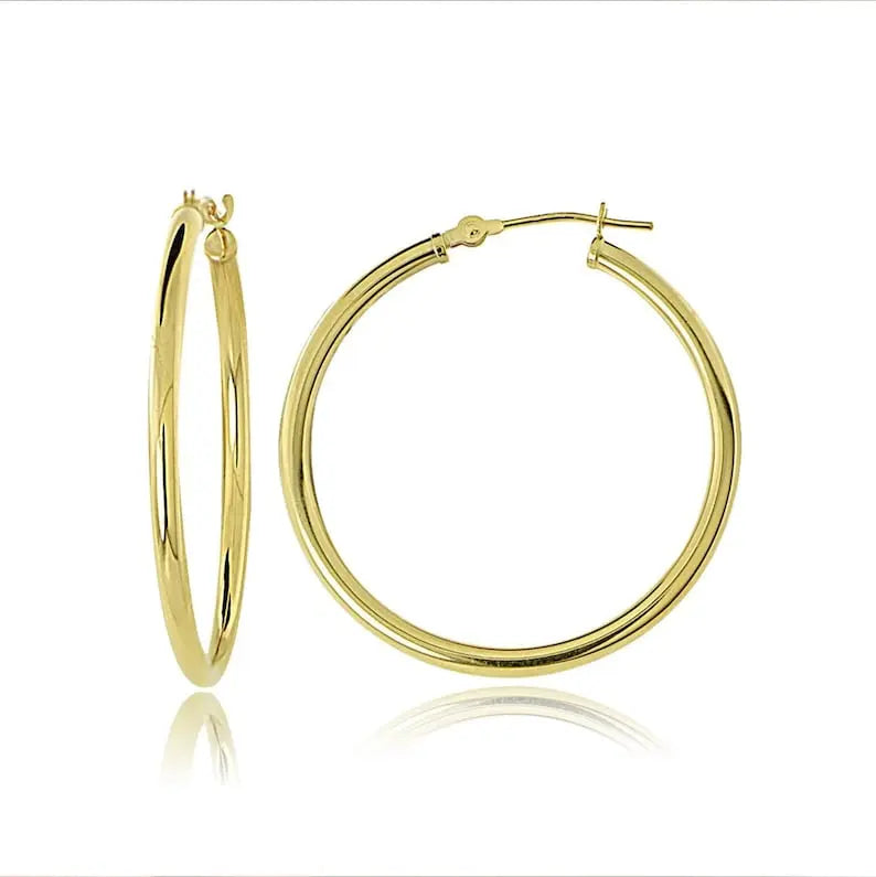 Large Gold Hoop Earrings | 14K Gold Classic Hoops | Varto Jewelry