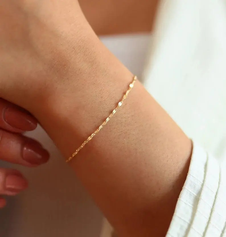 Gold Twisted Bracelet | 14K Gold Chain Bracelet | Varto Jewelry