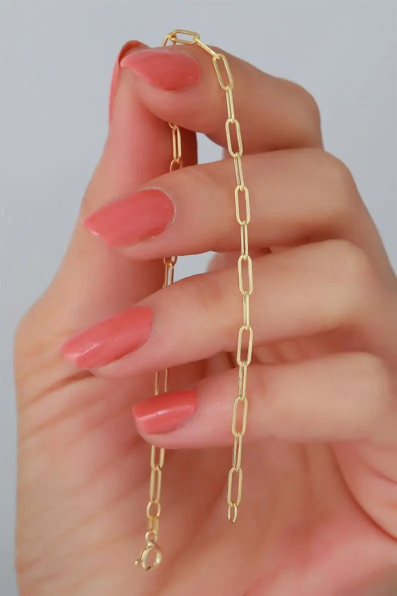 Gold Paperclip Bracelet | 14K Gold Paperclip Bracelet | Varto Jewelry