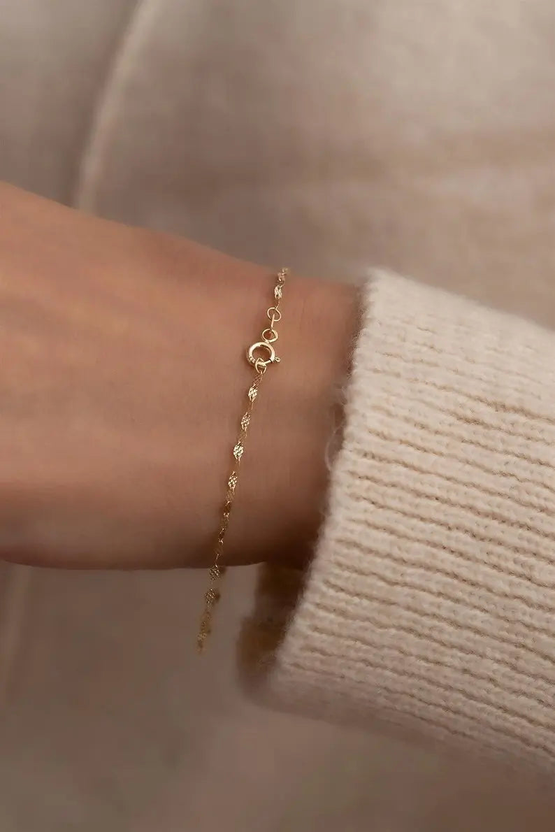 Gold Twisted Bracelet | 14K Gold Chain Bracelet | Varto Jewelry