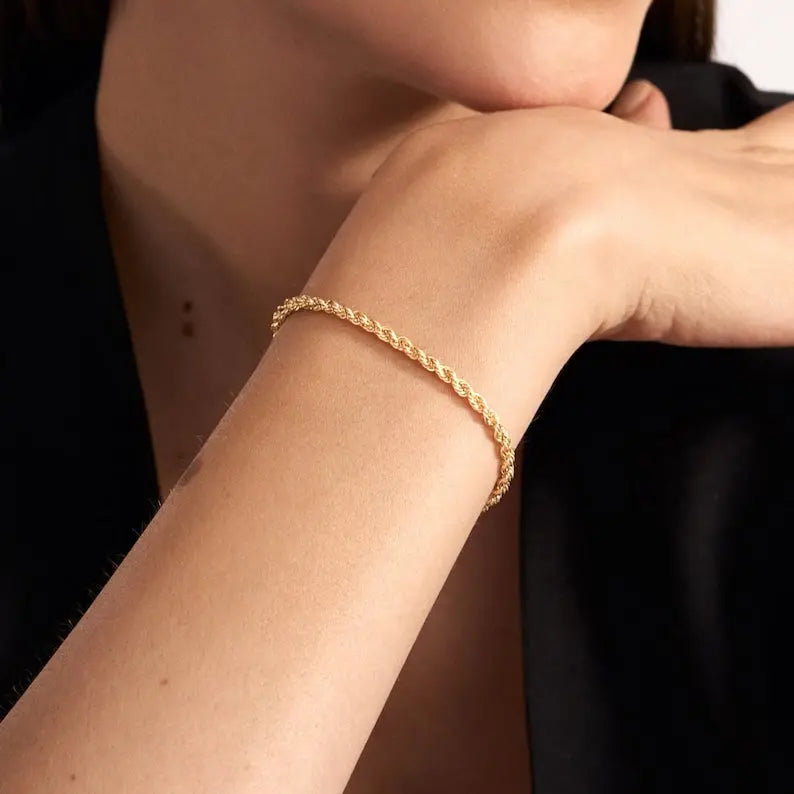 Gold Rope Bracelet | 14K Gold Rope Chain Bracelet | Varto Jewelry