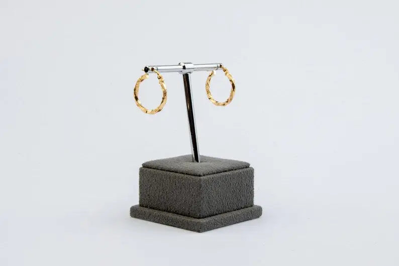 Solid Gold Earrings | 14K Gold Twisted Hoop Earrings | Varto Jewelry