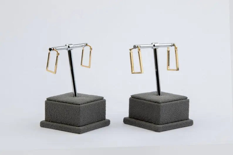 Rectangle Hoop Earrings | 14K Gold Rectangle Earrings | Varto Jewelry