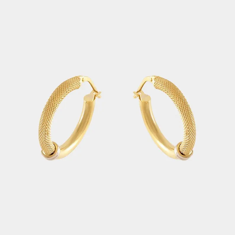 Textured Gold Hoop Earrings | 14K Gold Hoop Earring | Varto Jewelry