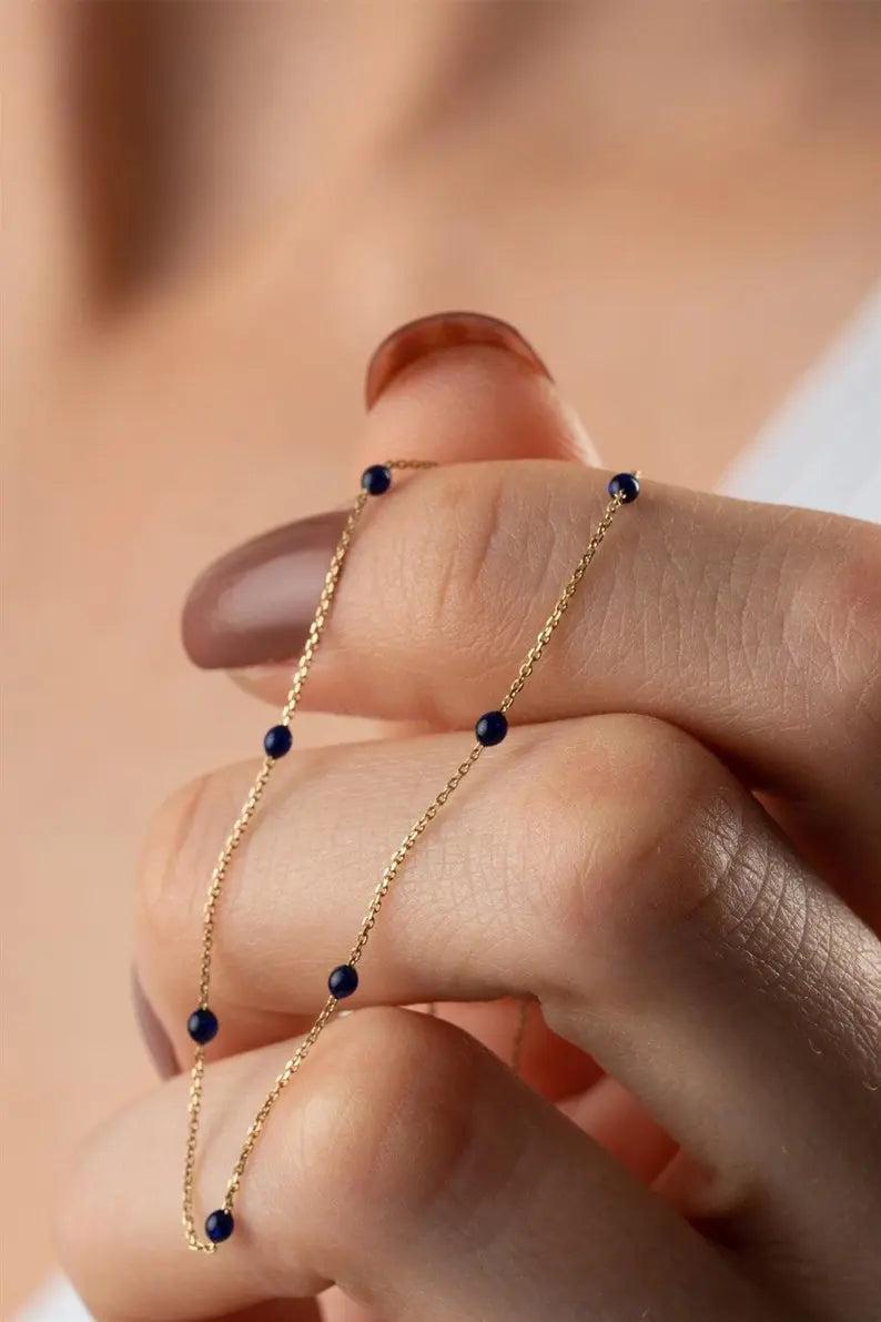 Thin Gold Necklace Chain | 14K Gold Bead Necklace | Varto Jewelry
