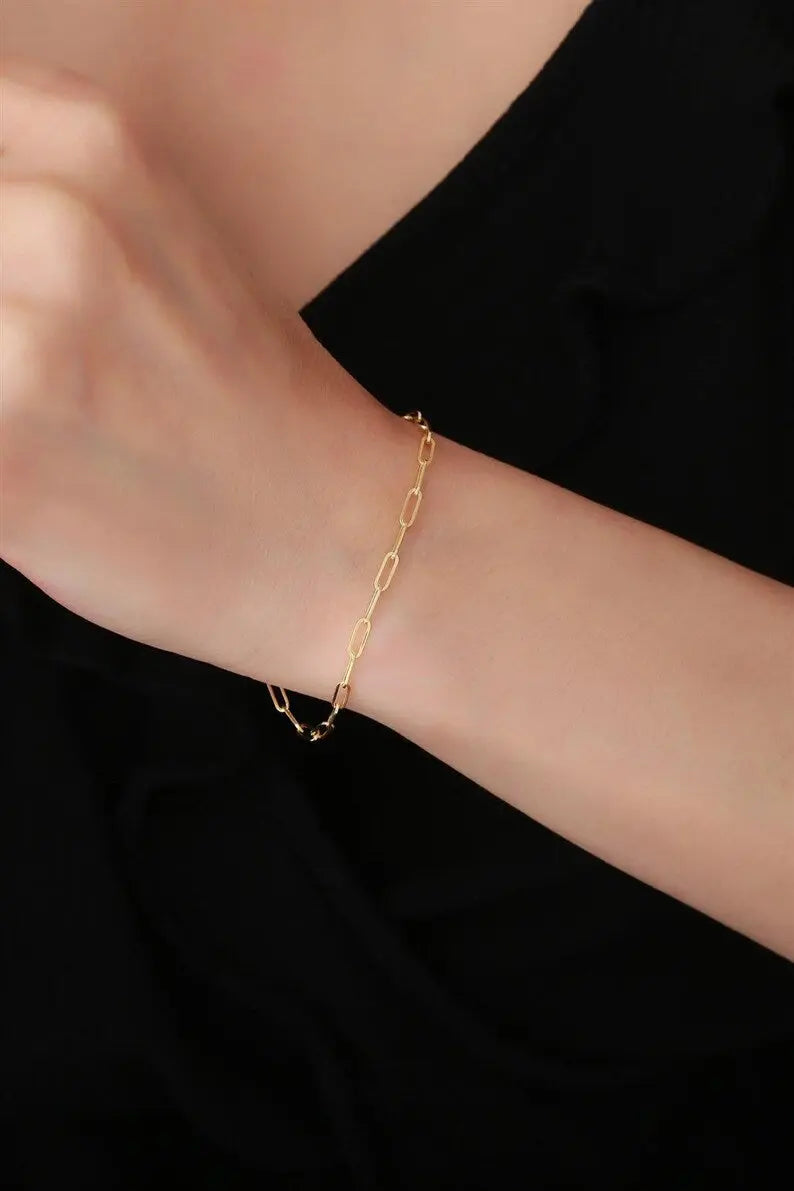 Gold Paperclip Bracelet | 14K Gold Paperclip Bracelet | Varto Jewelry