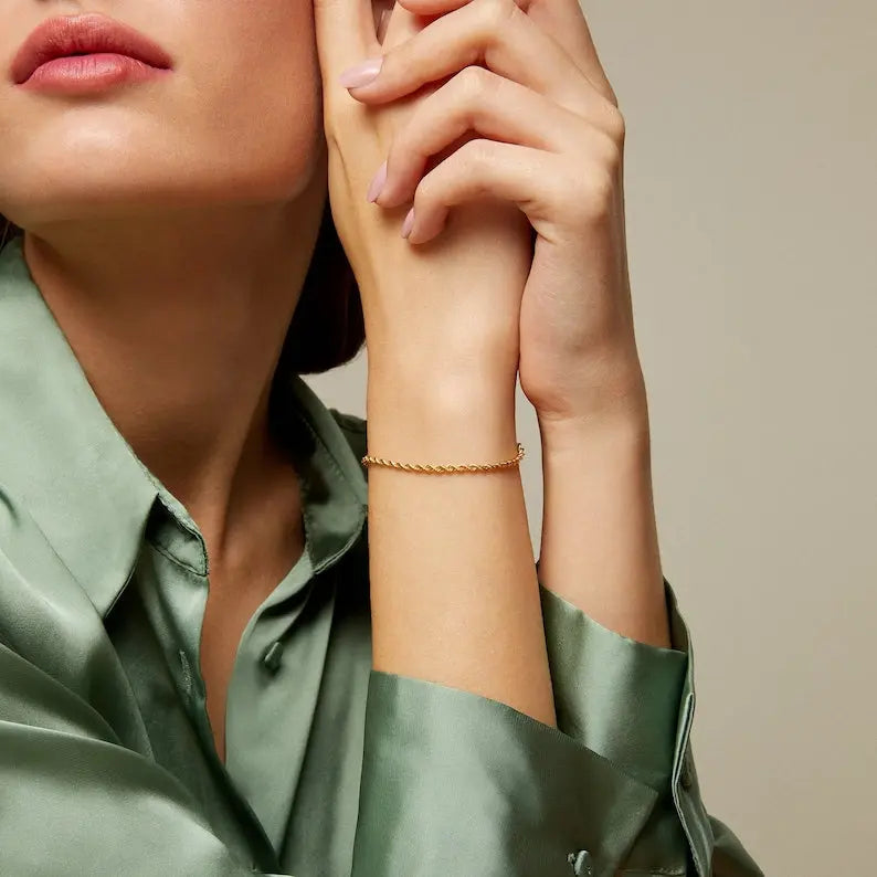 Gold Rope Bracelet | 14K Gold Rope Chain Bracelet | Varto Jewelry