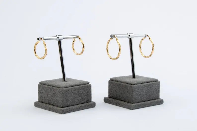 Solid Gold Earrings | 14K Gold Twisted Hoop Earrings | Varto Jewelry