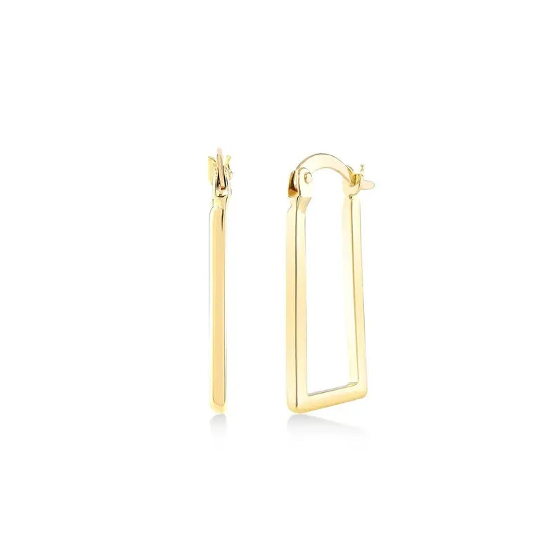 Rectangle Hoop Earrings | 14K Gold Rectangle Earrings | Varto Jewelry