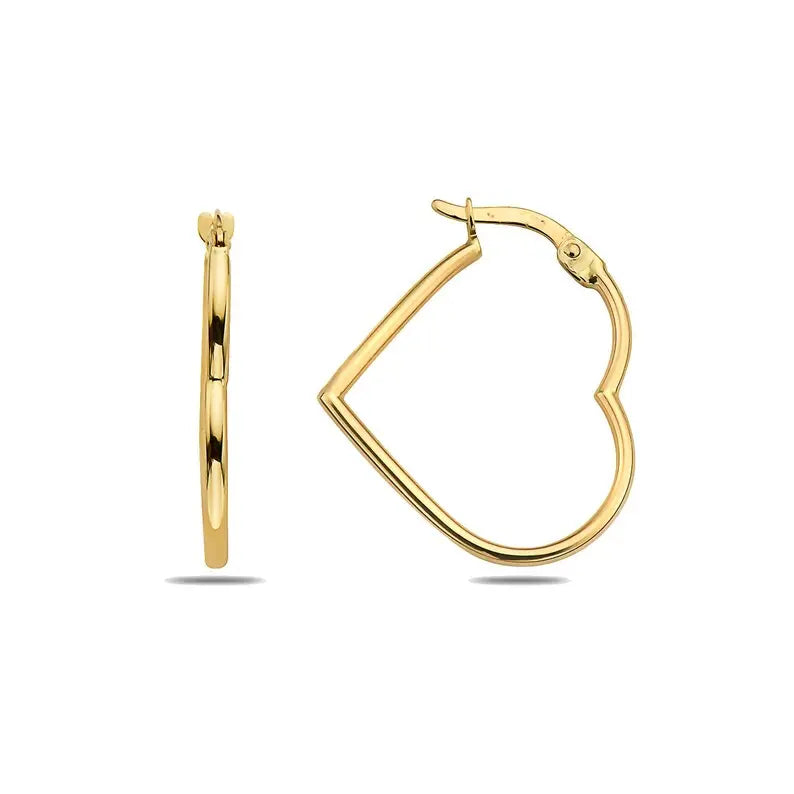 Heart Hoop Earrings | 14K Solid Gold Heart Earrings | Varto Jewelry