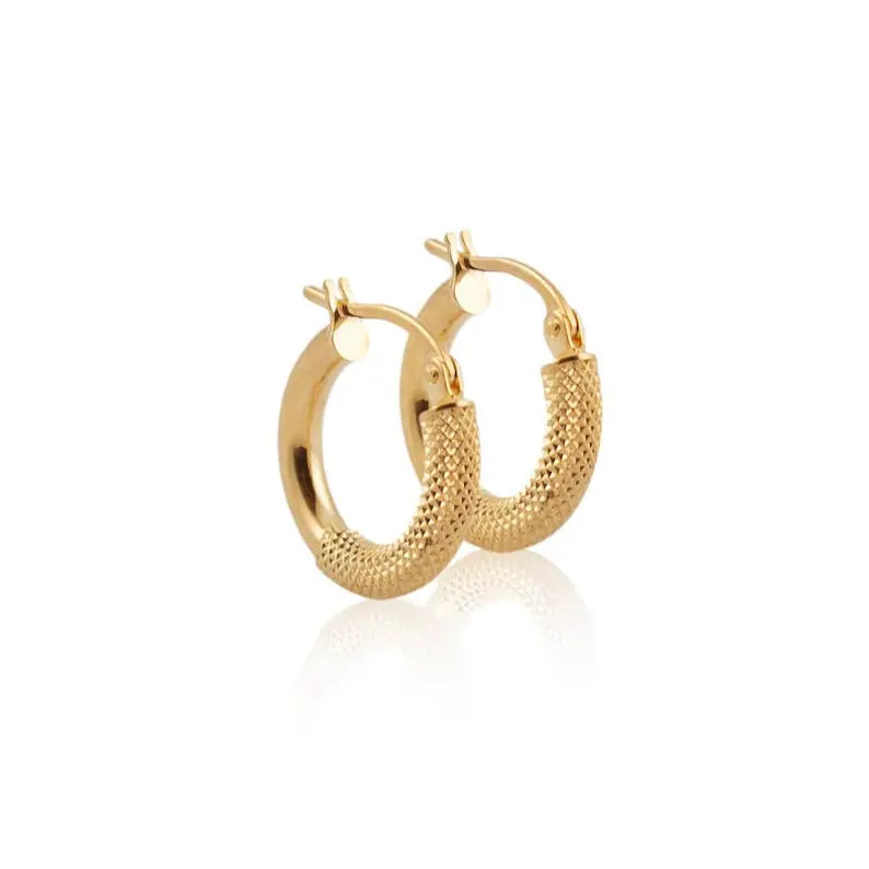 Textured Gold Hoop Earrings | 14K Gold Hoop Earring | Varto Jewelry