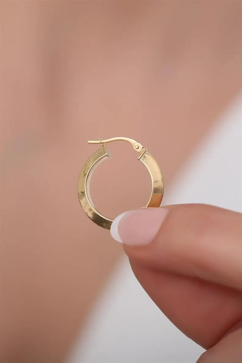 Yellow Gold Hoop Earrings | 14K Twisted Hoop Earrings | Varto Jewelry