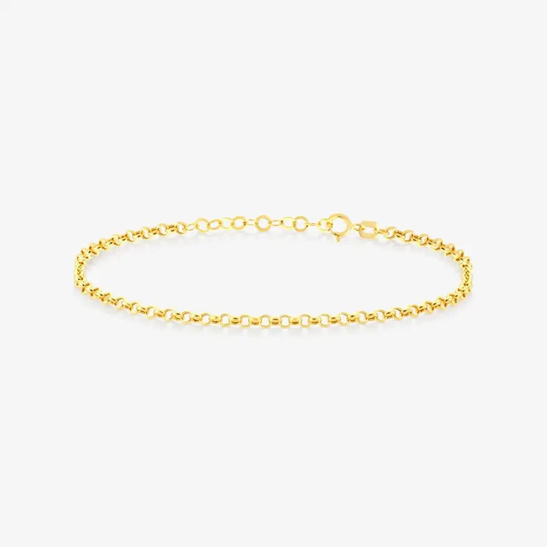 14k Gold Rolo Chain Bracelet | Diamond Cut Bracelet | Varto Jewelry
