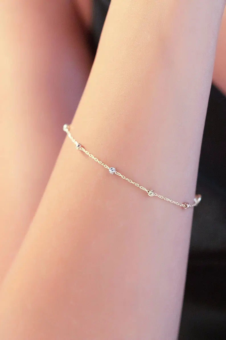 Gold Bead Bracelet | 14K Solid Gold Bead Bracelet | Varto Jewelry