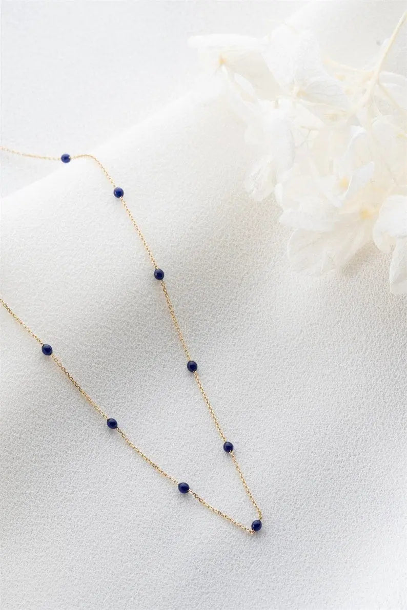 Thin Gold Necklace Chain | 14K Gold Bead Necklace | Varto Jewelry