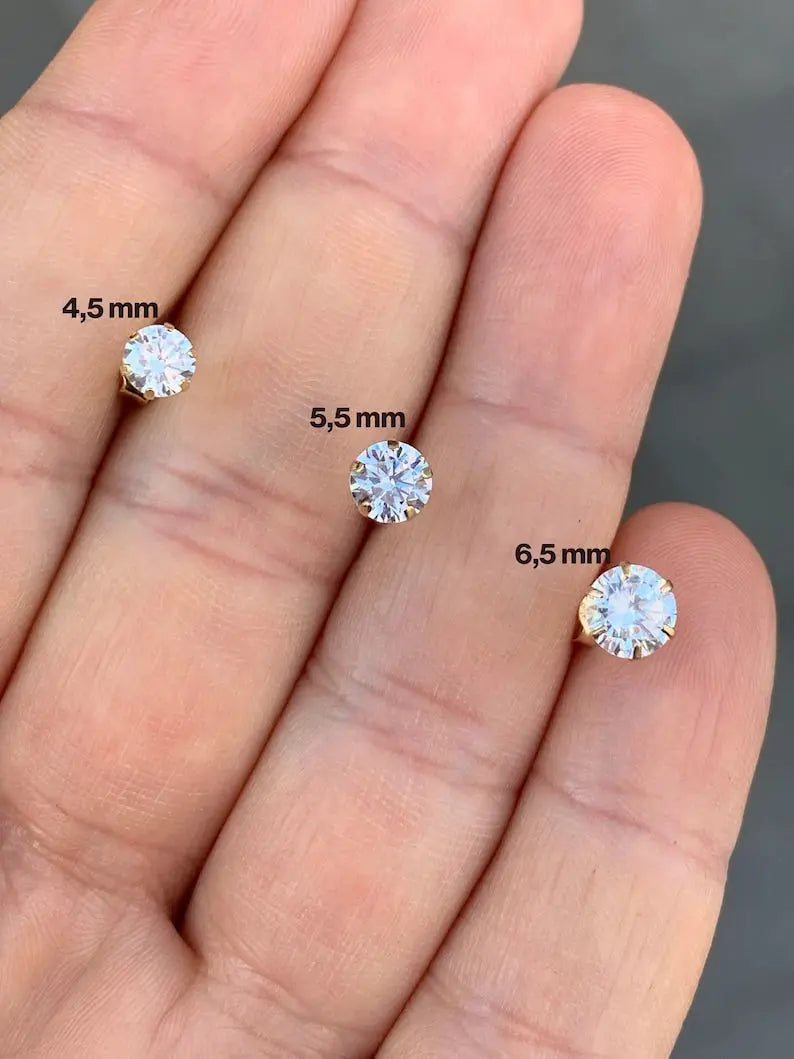 Gold Screw Back Earring | 14K Gold Round Stud Earrings | Varto Jewelry