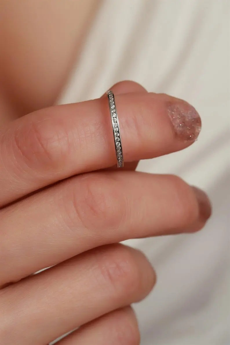 Bridal Wedding Ring | 14K Gold Round CZ Wedding Ring | Varto Jewelry