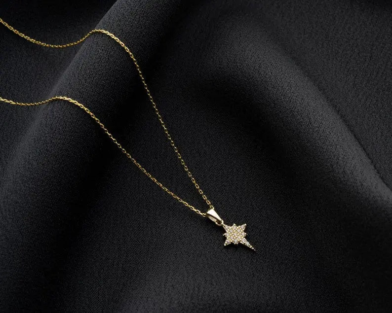 North Star Necklace | 14K Gold Pole Star Necklace | Varto Jewelry