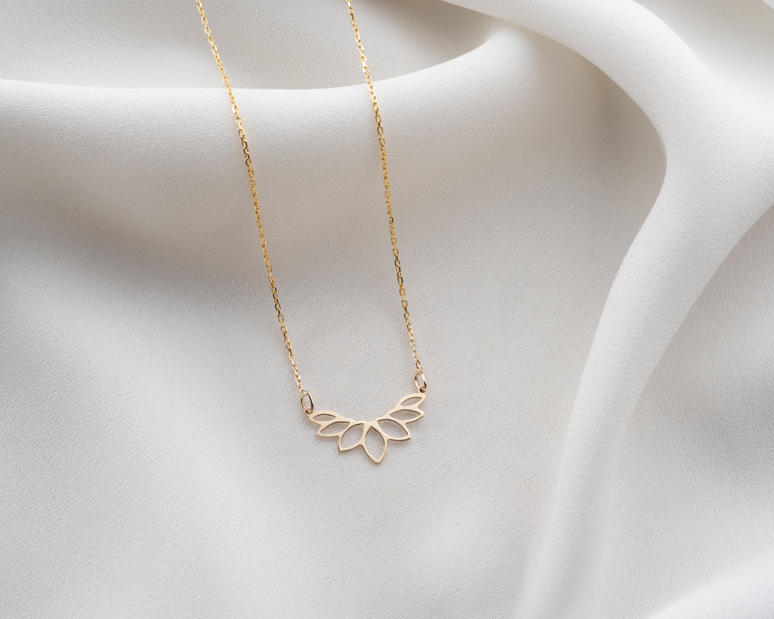 14K Gold Lotus Flower Necklace