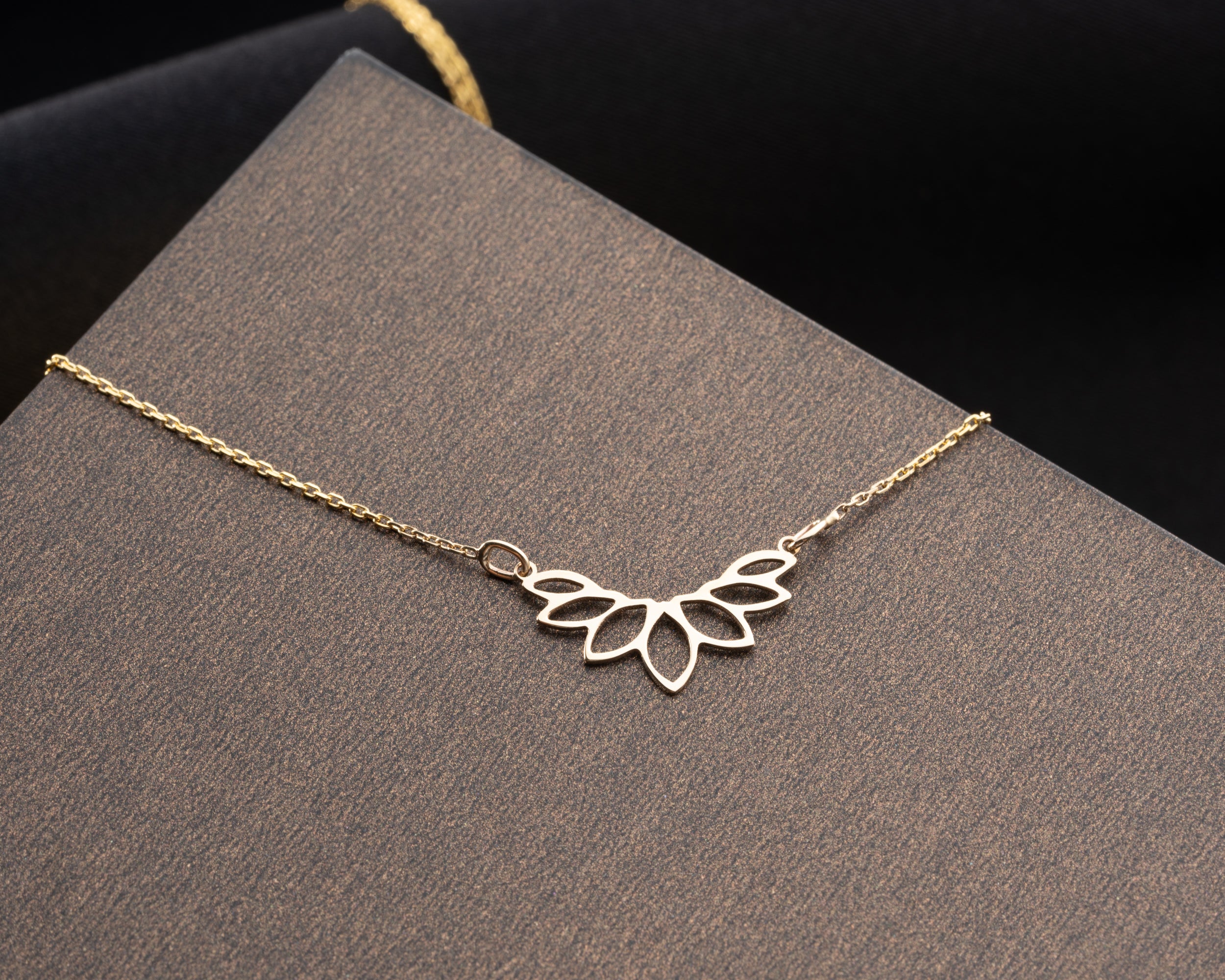 14K Gold Lotus Flower Necklace