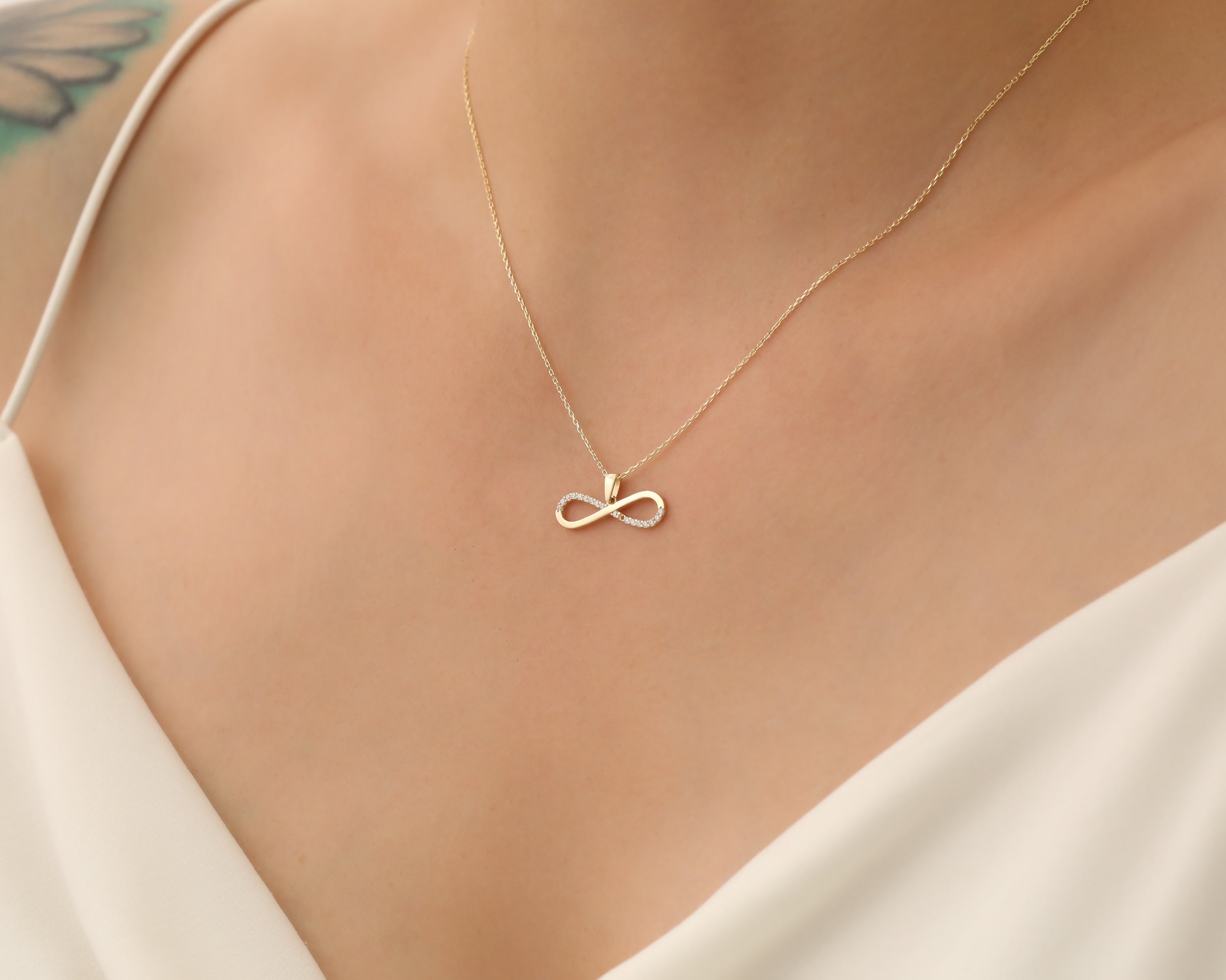 14K Solid Gold Infinity Diamond Necklace | Elegant Everyday Jewelry