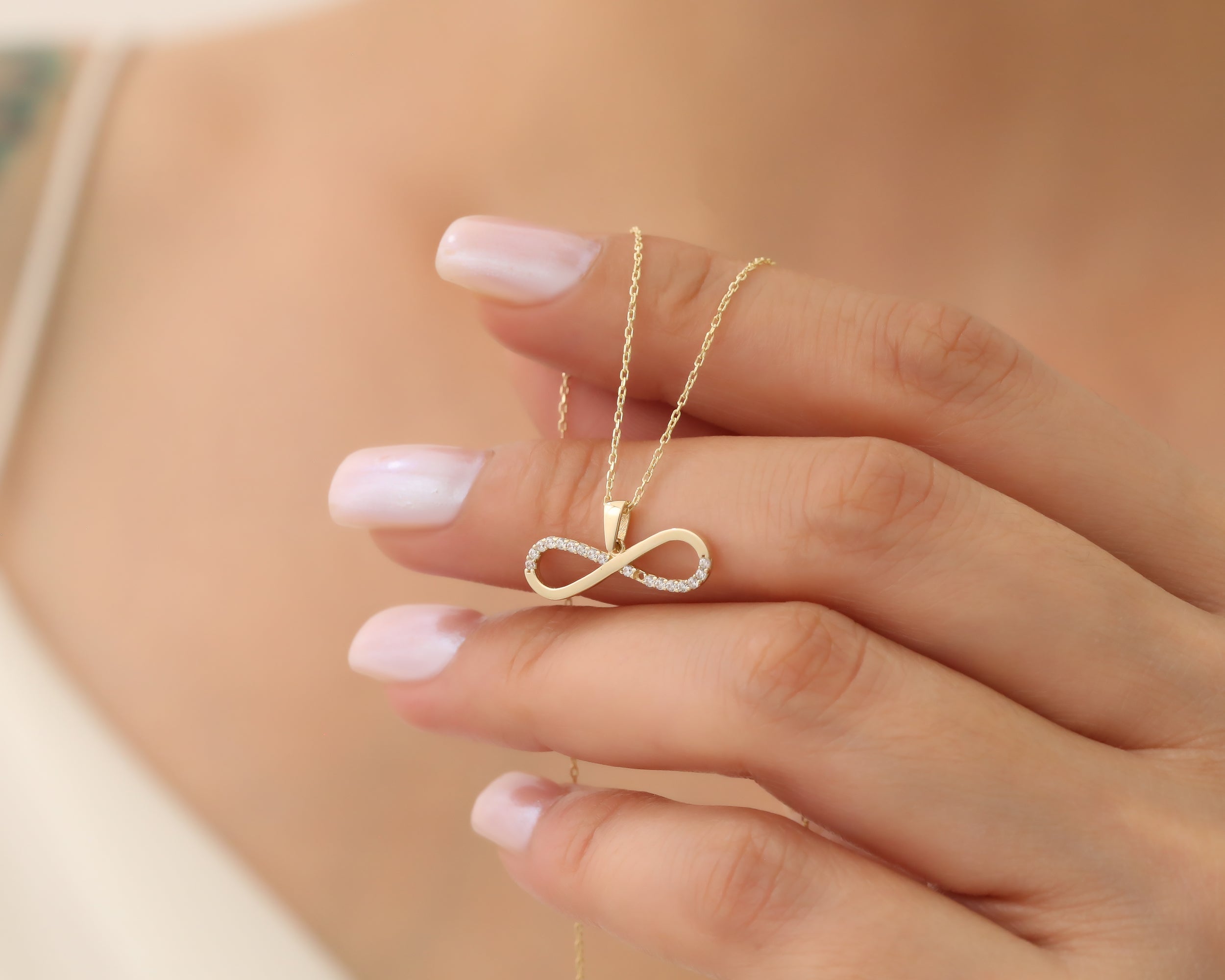 14K Solid Gold Infinity Diamond Necklace | Elegant Everyday Jewelry