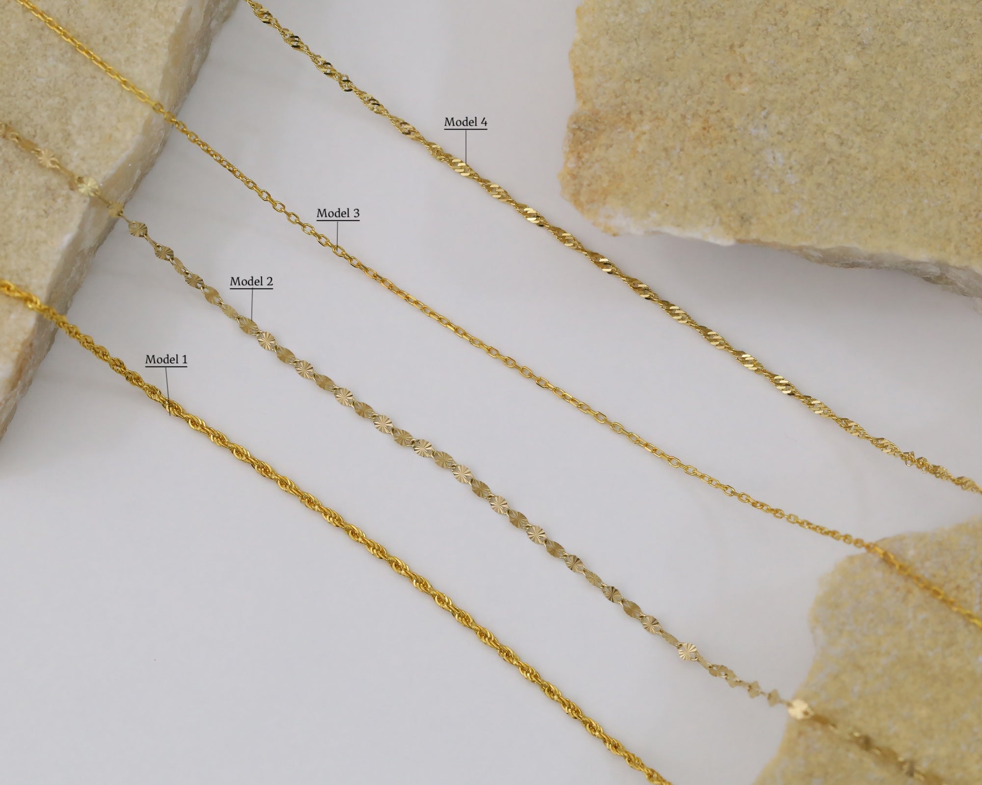 14K Solid Gold Chain Necklace