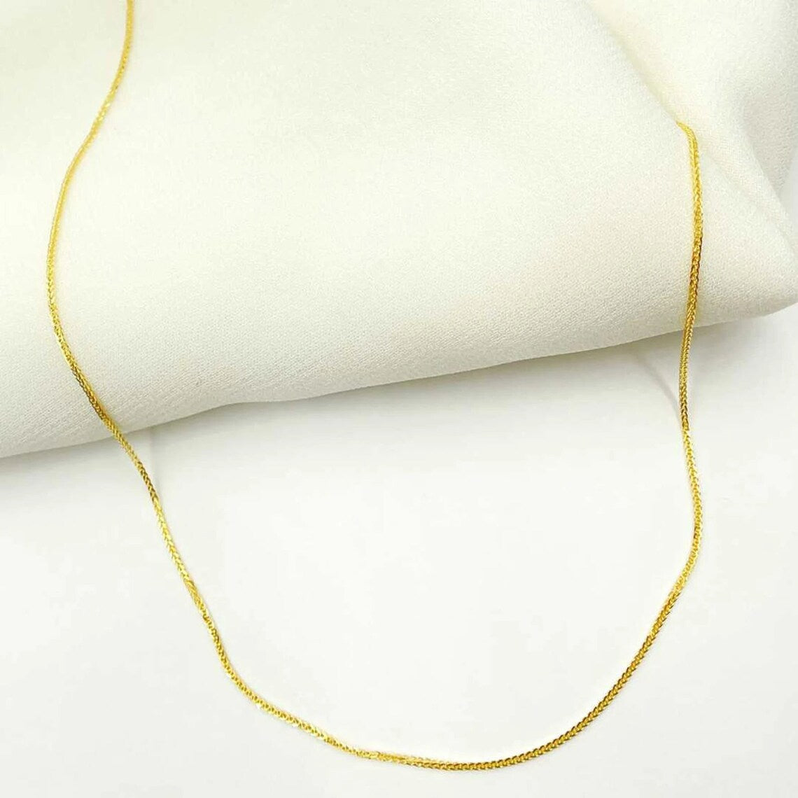 Wheat Chain Necklace | 14K Gold Diamond Cut Necklace | Varto Jewelry
