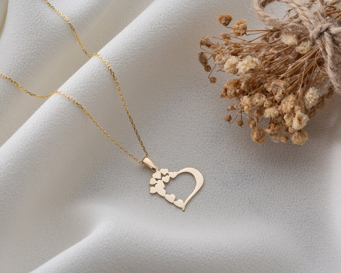 Gold Pendant Necklace Women's | Open Heart Necklace | Varto Jewelry