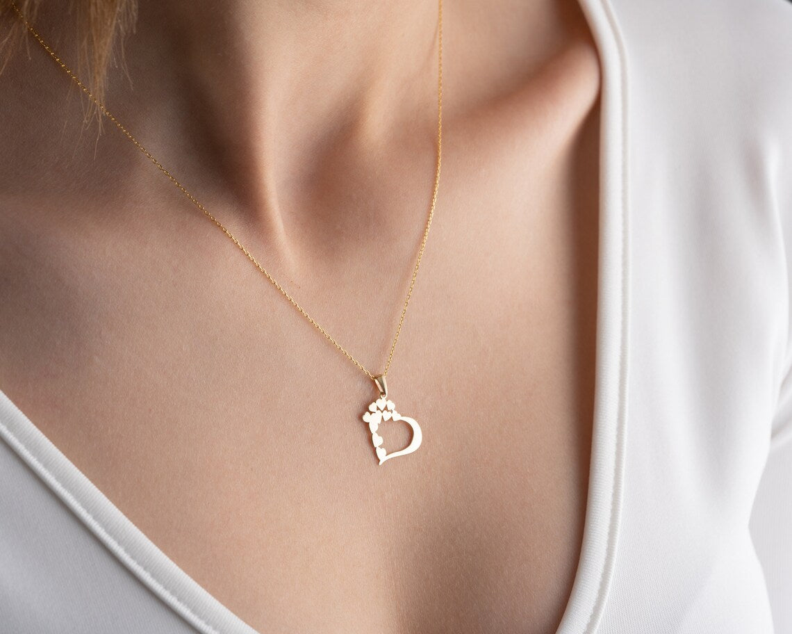 Gold Pendant Necklace Women's | Open Heart Necklace | Varto Jewelry