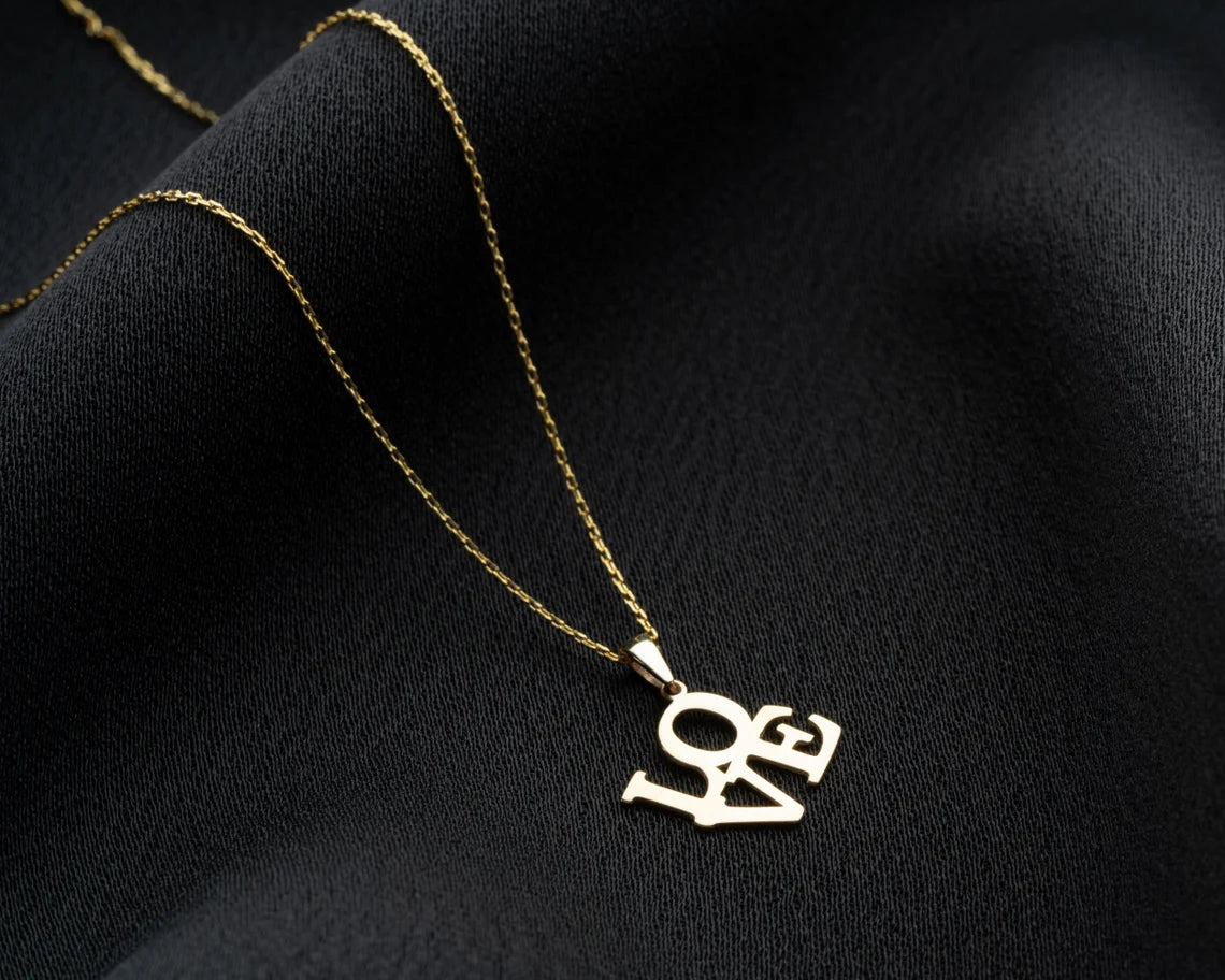 14k Gold Love Necklace | 14k Gold Minimalist Necklace | Varto Jewelry