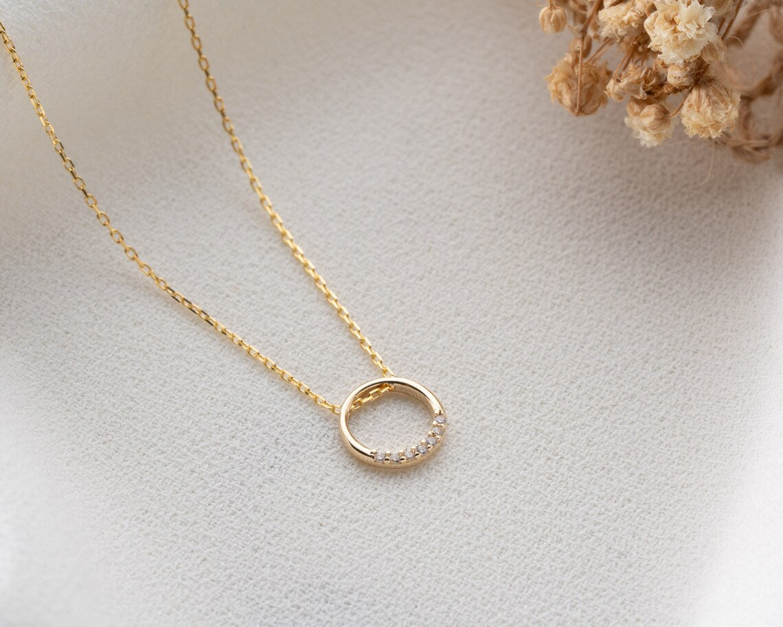 Necklace With A Circle | 14k Gold Open Circle Necklace | Varto Jewelry