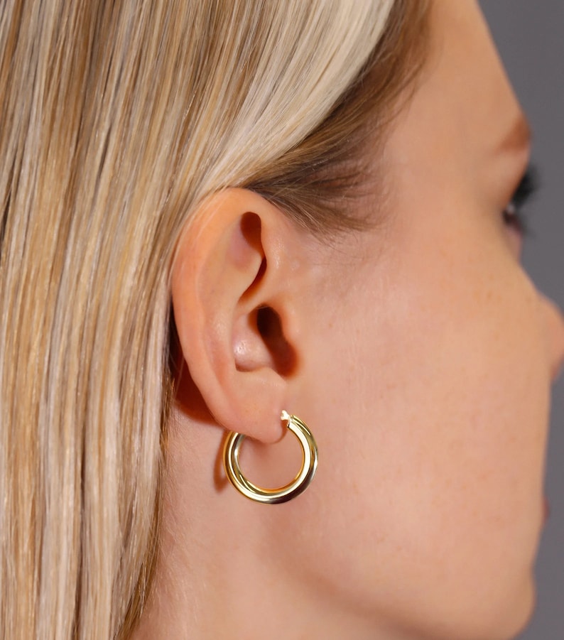 Real Gold Hoop Earrings | 14K Gold Thick Hoops | Varto Jewelry