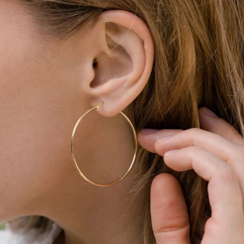 Large Gold Hoop Earrings | 14K Gold Classic Hoops | Varto Jewelry