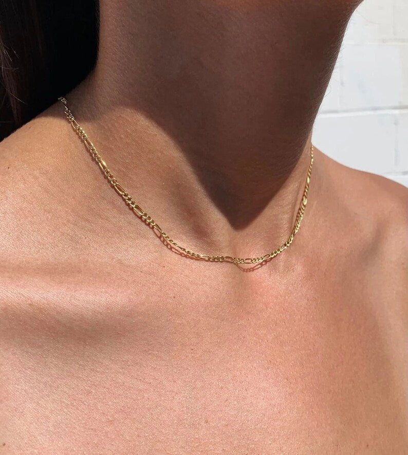 Figaro Chain Necklace | 14K Gold Figaro Chain | Varto Jewelry